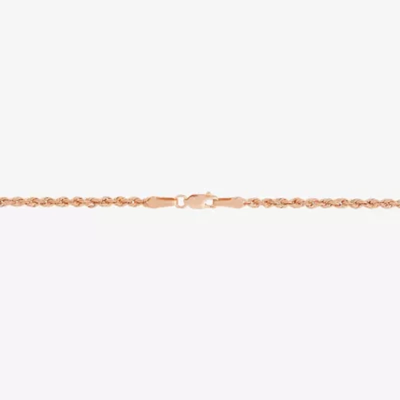 Unisex Adult 10K Rose Gold 18 Inch Rope Chain Necklace