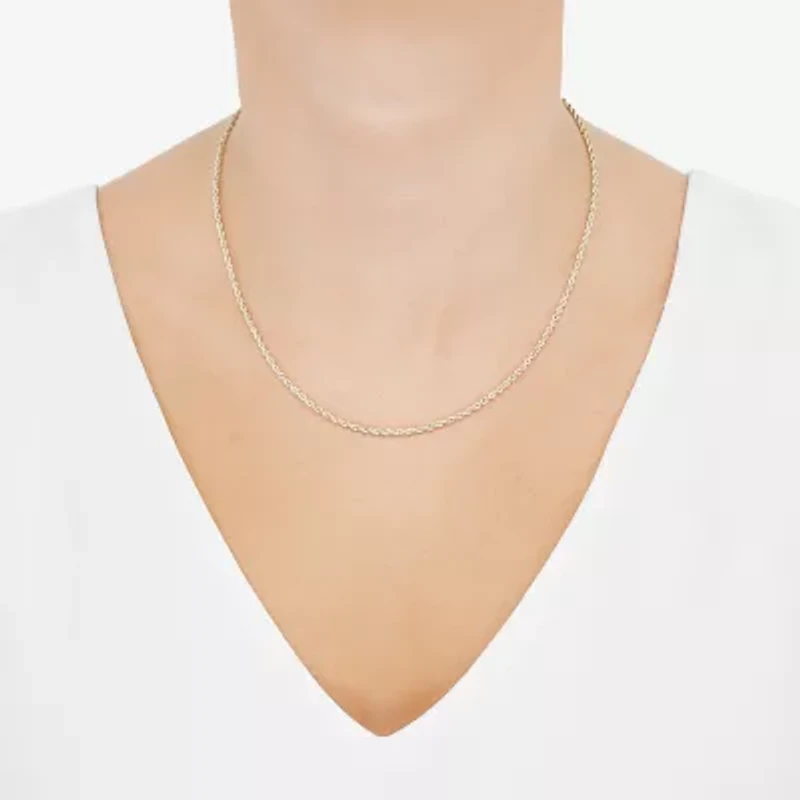 10K Gold 18 - 24 Inch Hollow Rope Chain Necklace