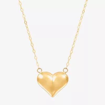 14K Yellow Gold Polished Puffed Heart Necklace