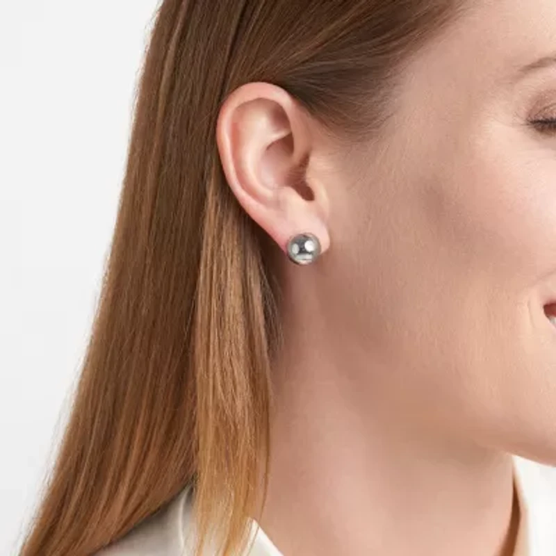 Sterling Silver Half Bead Stud Earrings