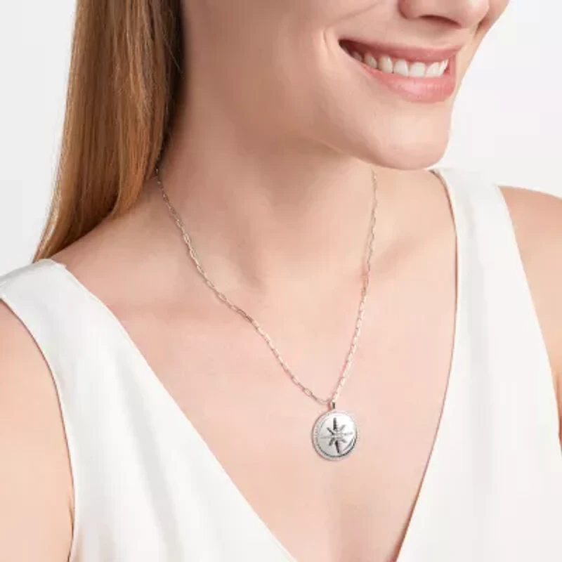 Paris 1901 By Charles Garnier North Star Womens White Cubic Zirconia Sterling Silver Paperclip Round Star 17 Inch Pendant Necklace