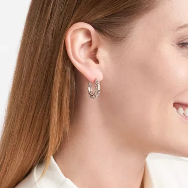 Womens Sterling Silver 20.8mm Hoop Earrings