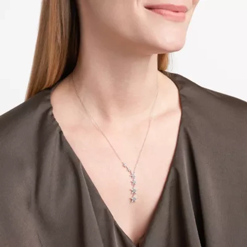 Womens Cubic Zirconia Sterling Silver 18 Inch Y Necklace