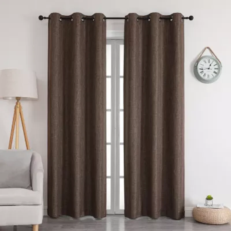 Max Blackout Emerson Solid Grommet Top 100% Single Curtain Panel