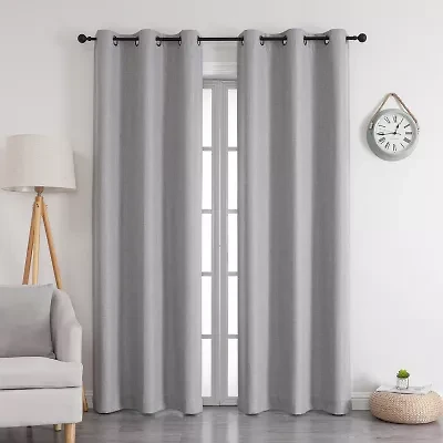 Max Blackout Emerson Solid Grommet Top 100% Single Curtain Panel