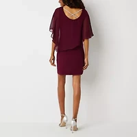 MSK Womens Embellished Short Sleeve Sheath Dress