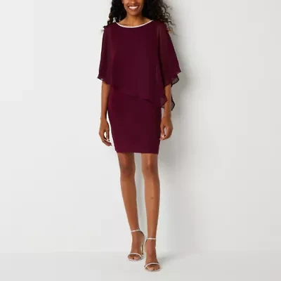 MSK Womens Embellished Short Sleeve Sheath Dress