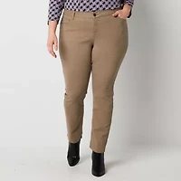 Liz Claiborne Womens Plus Stretch Fabric Mid Rise Skinny Fit Slim Jean