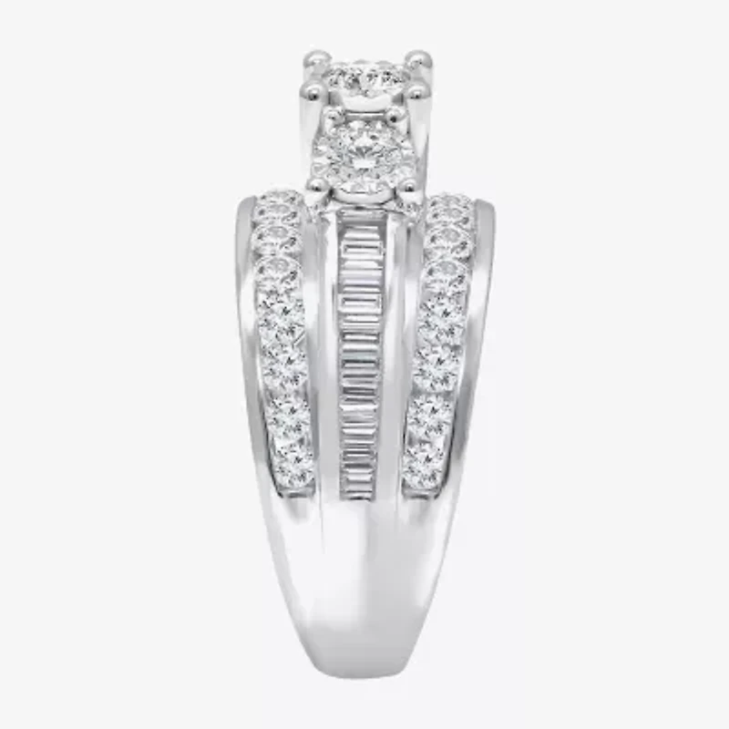 Love Lives Forever (I / I1) Womens 2 CT. T.W. Lab Grown White Diamond 10K Gold Round 3-Stone Engagement Ring