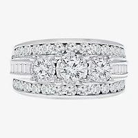 Love Lives Forever (I / I1) Womens 2 CT. T.W. Lab Grown White Diamond 10K Gold Round 3-Stone Engagement Ring