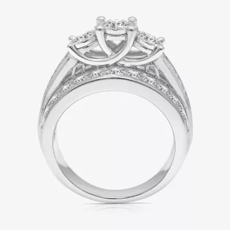 Love Lives Forever (I / I1) Womens 2 CT. T.W. Lab Grown White Diamond 10K Gold Round 3-Stone Engagement Ring