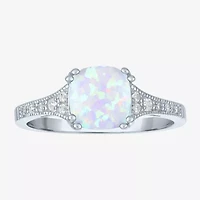 Gemstone Sterling Silver Cushion Cocktail Ring