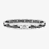 Mens Stainless Steel & Black IP Link Bracelet