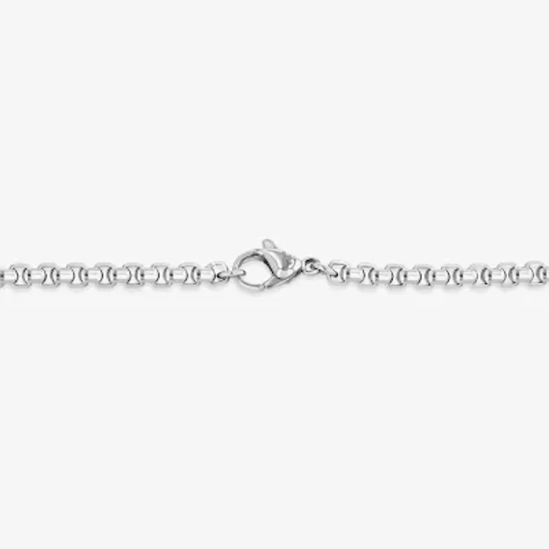 Mens Stainless Steel and Black Cable Cross Pendant