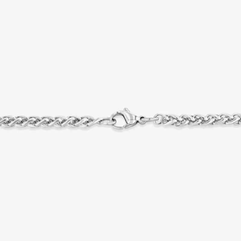 Mens Cubic Zirconia Stainless Steel Cross Inch Pendant Necklace