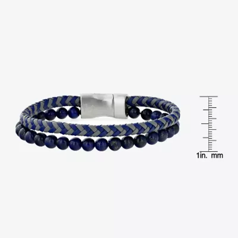 Mens Stainless Steel Beaded Bracelet