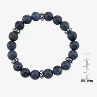 Mens Blue Sterling Silver Beaded Bracelet