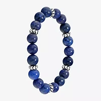 Mens Blue Sterling Silver Beaded Bracelet