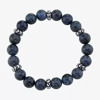 Mens Blue Sterling Silver Beaded Bracelet