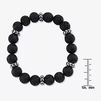 Mens Black Sterling Silver Beaded Bracelet