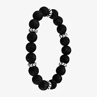 Mens Black Sterling Silver Beaded Bracelet