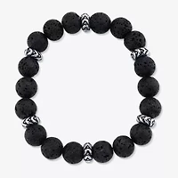 Mens Black Sterling Silver Beaded Bracelet