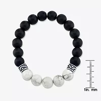 Mens Agate Sterling Silver Beaded Bracelet
