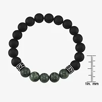 Mens Agate Sterling Silver Beaded Bracelet