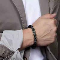 Mens Agate Sterling Silver Beaded Bracelet