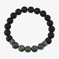 Mens Agate Sterling Silver Beaded Bracelet
