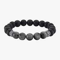 Mens Multi Color Agate Sterling Silver Beaded Bracelet