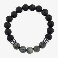Mens Multi Color Agate Sterling Silver Beaded Bracelet