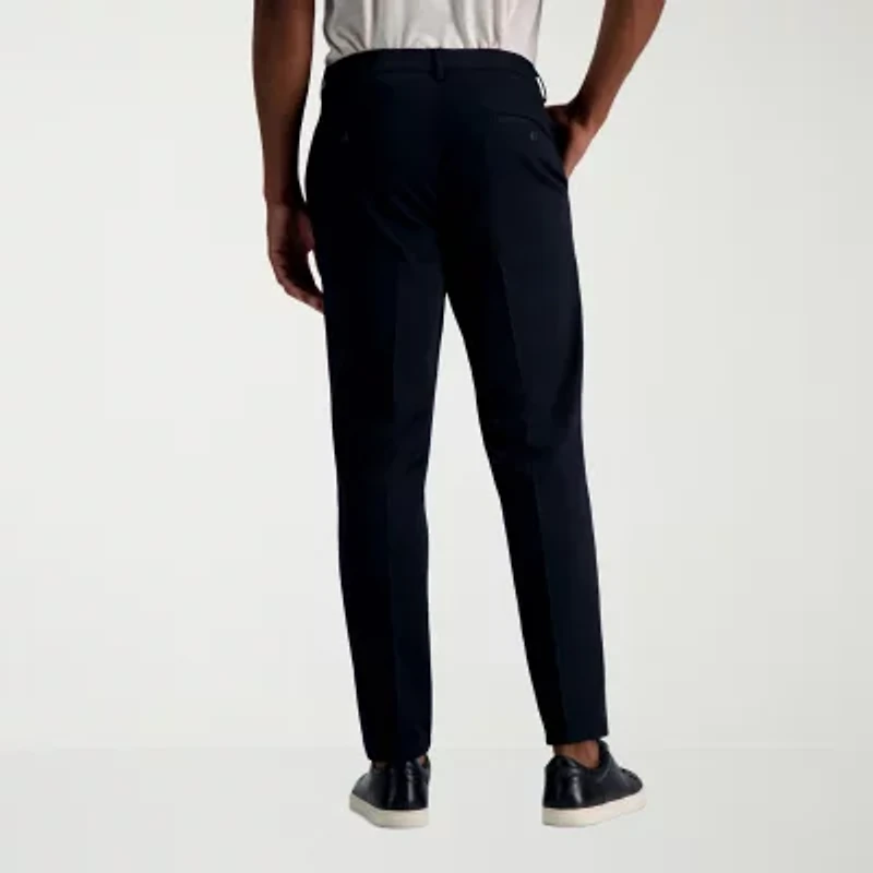 Haggar Wrinkle Free Performance Khaki Mens Comfort Waistband Slim Fit Flat Front Pant