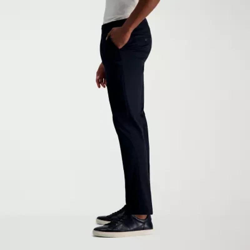 Haggar Wrinkle Free Performance Khaki Mens Comfort Waistband Slim Fit Flat Front Pant