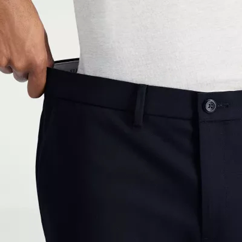 Haggar Wrinkle Free Performance Khaki Mens Comfort Waistband Slim Fit Flat Front Pant