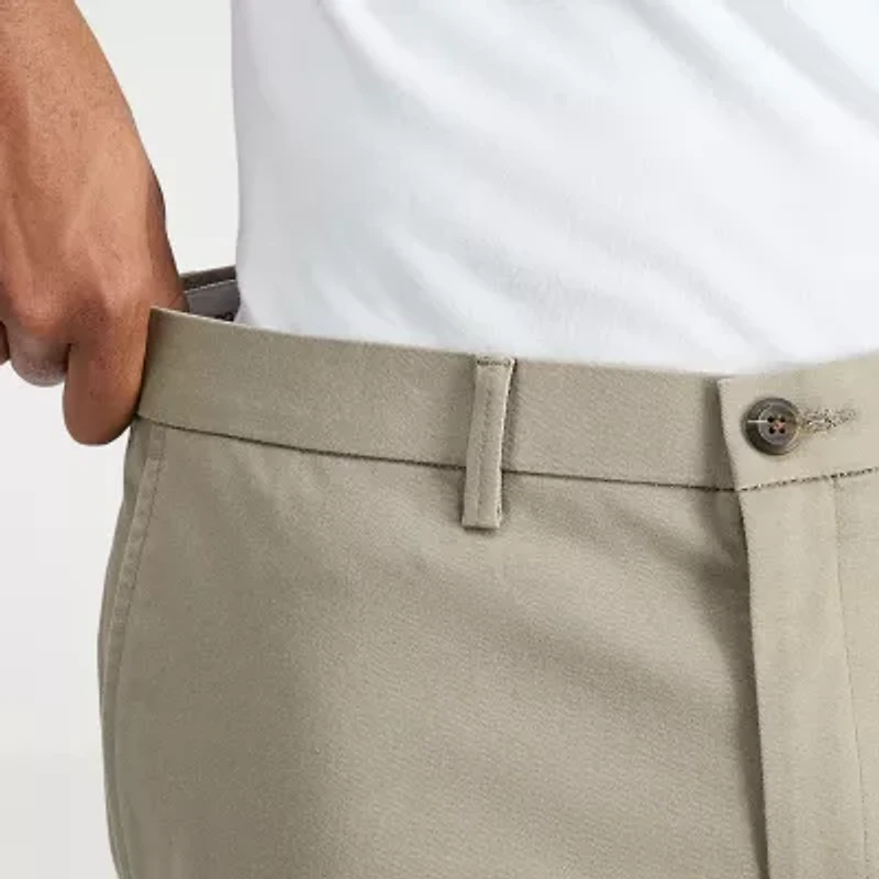 Haggar Wrinkle Free Performance Khaki Mens Comfort Waistband Slim Fit Flat Front Pant