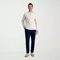 Haggar Wrinkle Free Performance Khaki Mens Comfort Waistband Slim Fit Flat Front Pant