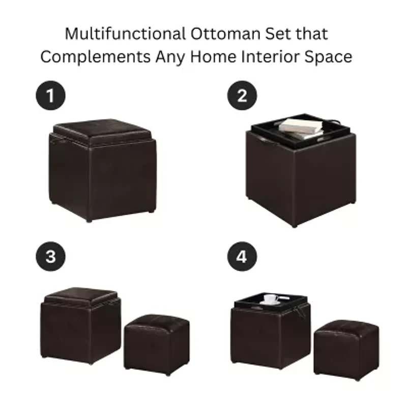 Designs4comfort Cushioned Ottoman