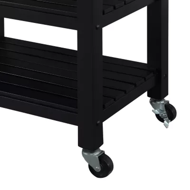 Ellaine 4-Tier Butcher Block Kitchen Cart with Drawer and Wine Rack