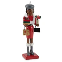 North Pole Trading Co. 14in Shopper Girl African American Christmas Nutcracker