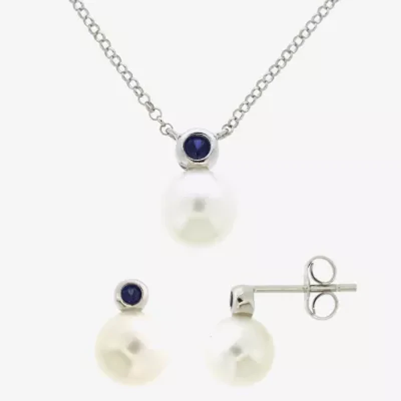 Womens White Cultured Freshwater Pearl Sterling Silver 3-pc. Jewelry Set