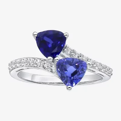 Womens Lab Created Blue Sapphire Sterling Silver Cocktail Ring