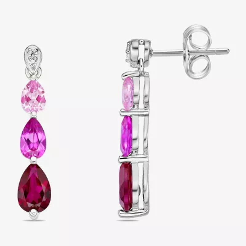 Gemstone Sterling Silver Pear Drop Earrings