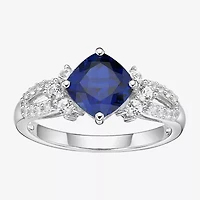 Womens Lab Created Sapphire Sterling Silver Cocktail Ring