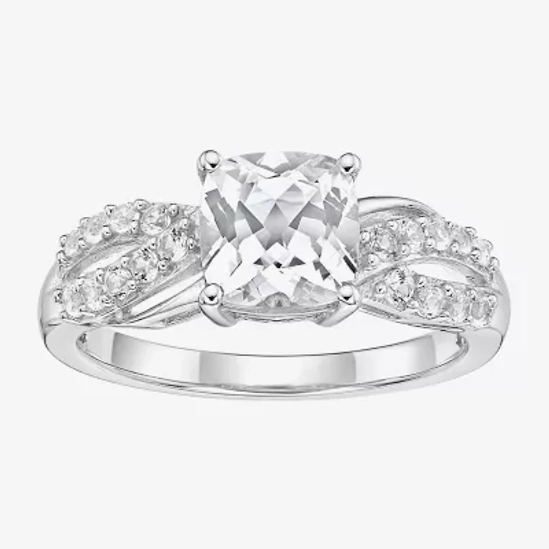 Womens Lab Created Sapphire Sterling Silver Cocktail Ring