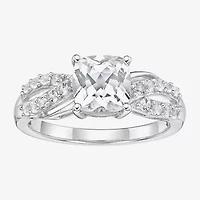 Womens Lab Created Sapphire Sterling Silver Cocktail Ring