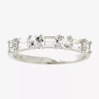 Womens 2.5MM Lab Created White Sapphire Sterling Silver Band