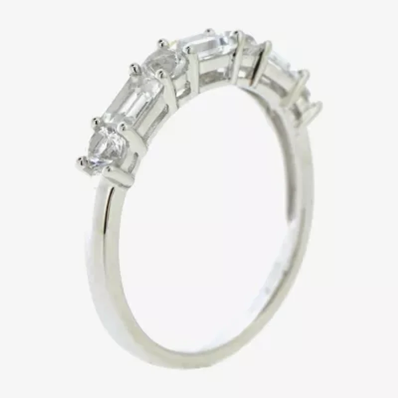 Womens 2.5MM Lab Created White Sapphire Sterling Silver Band