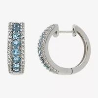 Genuine Gemstone Sterling Silver 21.5mm Hoop Earrings
