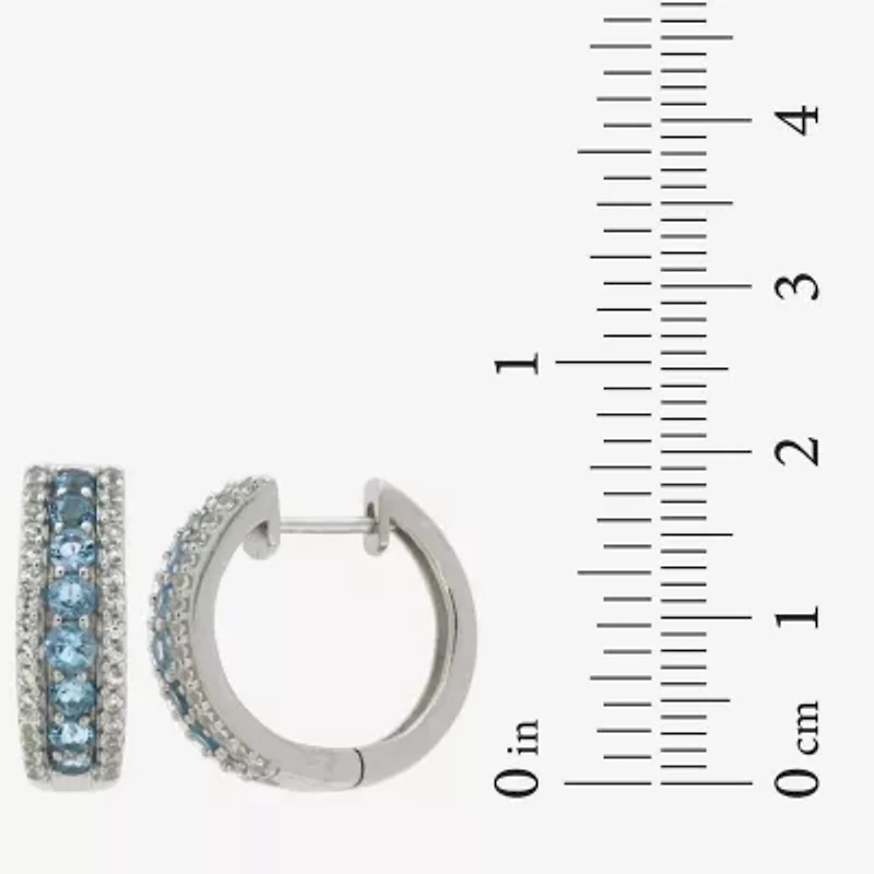 Genuine Gemstone Sterling Silver 21.5mm Hoop Earrings